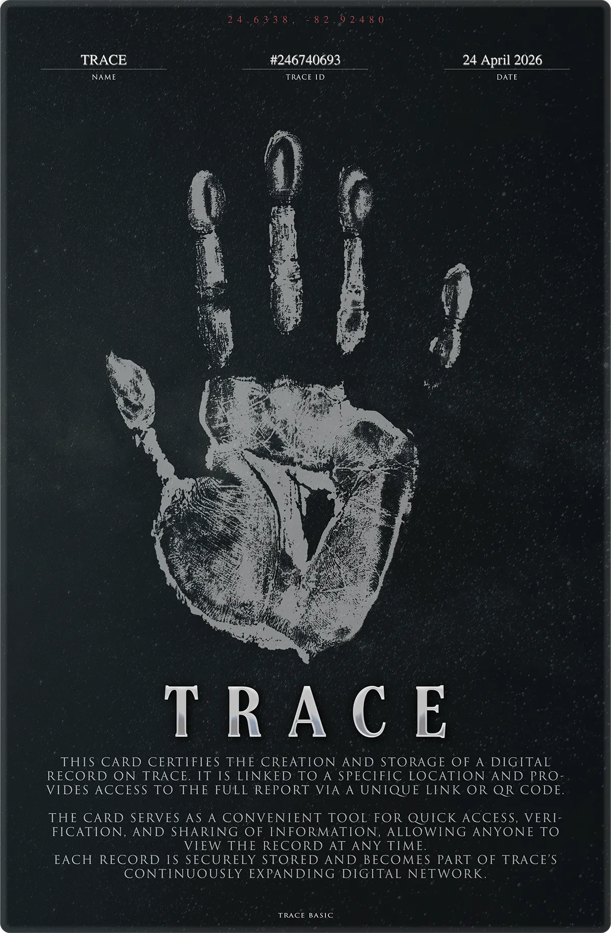 TRACE archival card