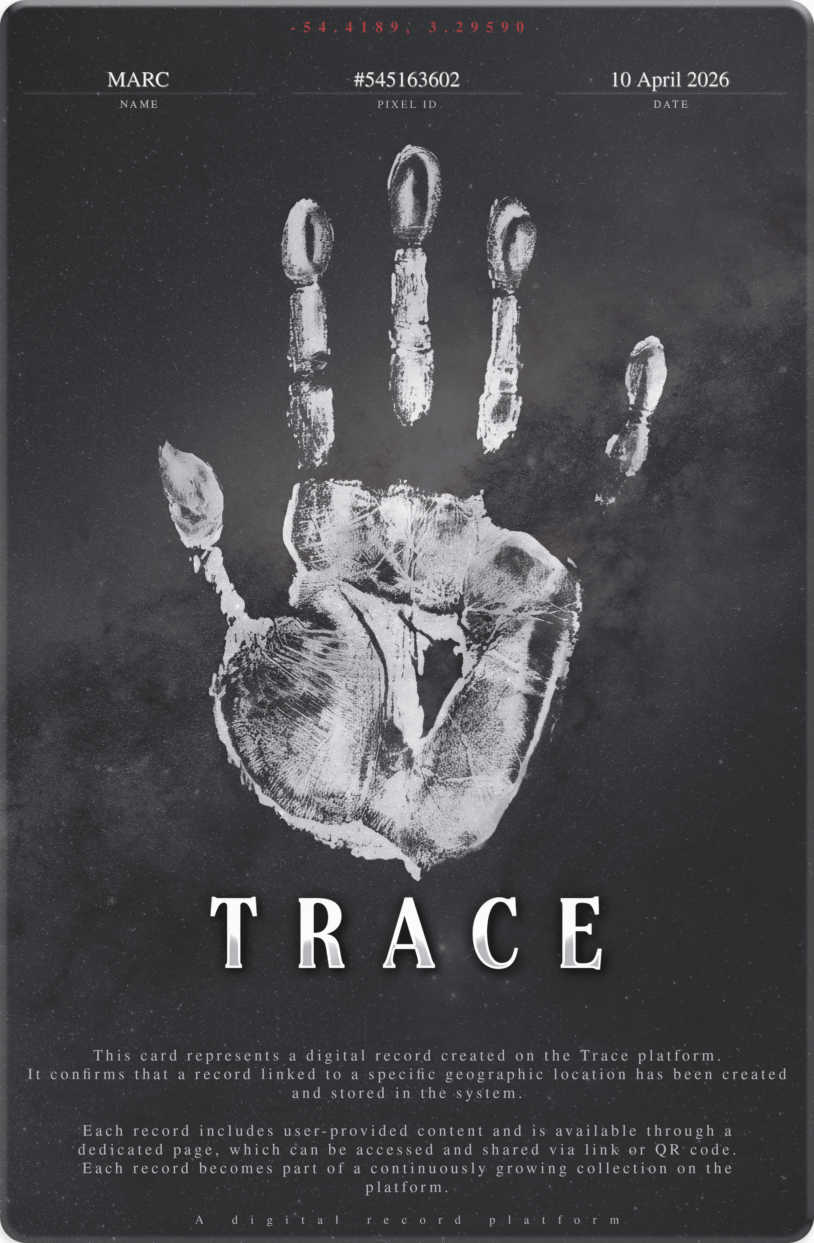 TRACE archival card